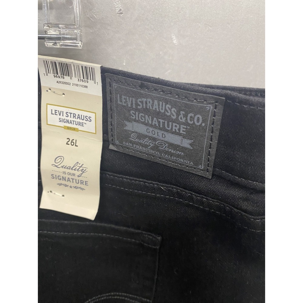 Levi Strauss Signature Jeans Womens 26L 38x34 Black Denim High Rise Straight Leg - Picture 11 of 15